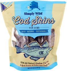 Simply Wild Cod Skins Dehydrated Dog Treats, 6.6-oz bag