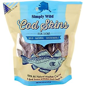 Simply Wild Cod Skins Dehydrated Dog Treats, 6.6-oz bag
