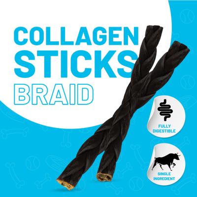 Show full view: Sitka Farms 12-inch Collagen Braid Dog Natural Chew Treats, 3 count slide 3 of 9