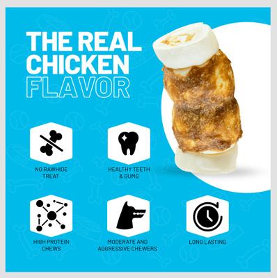 Show full view: Sitka Farms 5-6-in Cheek Roll Chicken Wrapped Dog Natural Chew Treat, 10 count slide 4 of 9