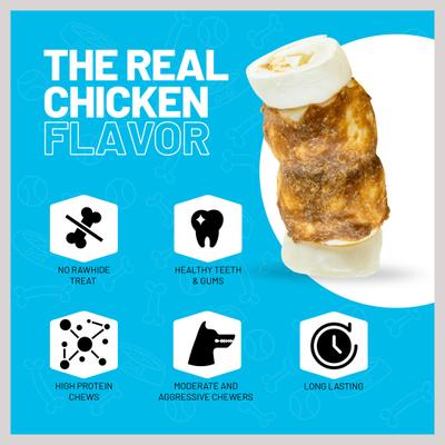 Show full view: Sitka Farms 5-6-in Cheek Roll Chicken Wrapped Dog Natural Chew Treat, 4 count slide 4 of 10