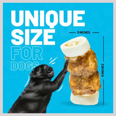 Show full view: Sitka Farms 5-6-in Cheek Roll Chicken Wrapped Dog Natural Chew Treat, 4 count slide 7 of 10