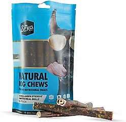 Sitka Farms 6-inch Collagen Bully Dusted Dog Natural Chew Treats, 6 count