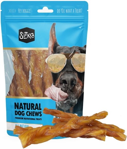 Sitka Farms All-Natural Beef Tendon Braids Hard Chew Dog Treats, 5 Count