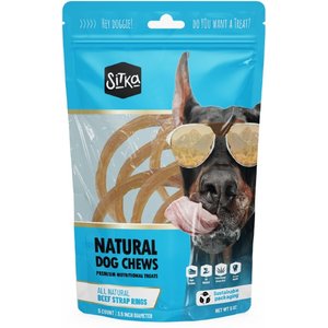 Sitka Farms All-Natural Beef Tendon Rings Hard Chew Dog Treats, 5 Count