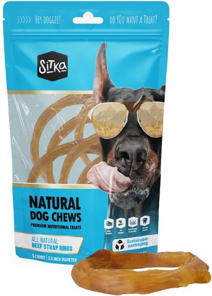 Sitka Farms All-Natural Beef Tendon Rings Hard Chew Dog Treats, 5 Count