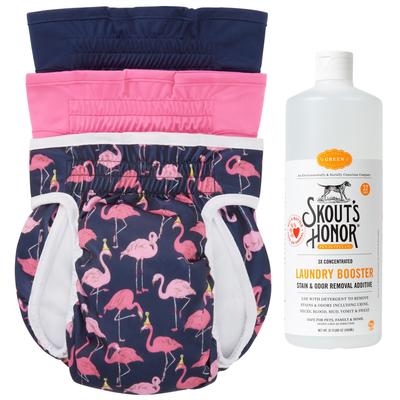 Show full view: Skout's Honor Laundry Booster Stain & Odor Removal Additive + Frisco Washable Female Diaper, Flamingo, X-Large, 3pk slide 1 of 9