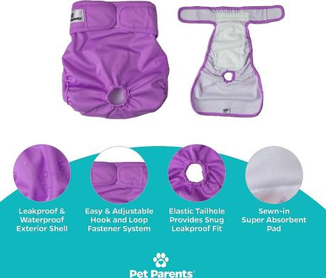 Show full view: Skout's Honor Laundry Booster Stain & Odor Removal Additive + Pet Parents Washable Male & Female Dog Diapers, Princess, Large: 19 to 27-in waist, 3 count slide 7 of 8