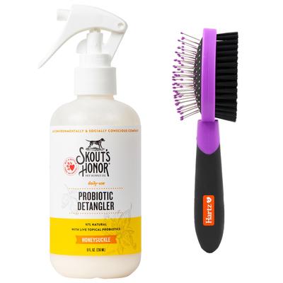 Show full view: Skout's Honor Probiotic Honeysuckle Daily Use Pet Detangler + Hartz Groomer's Best Combo Brush for Dogs & Cats slide 1 of 9