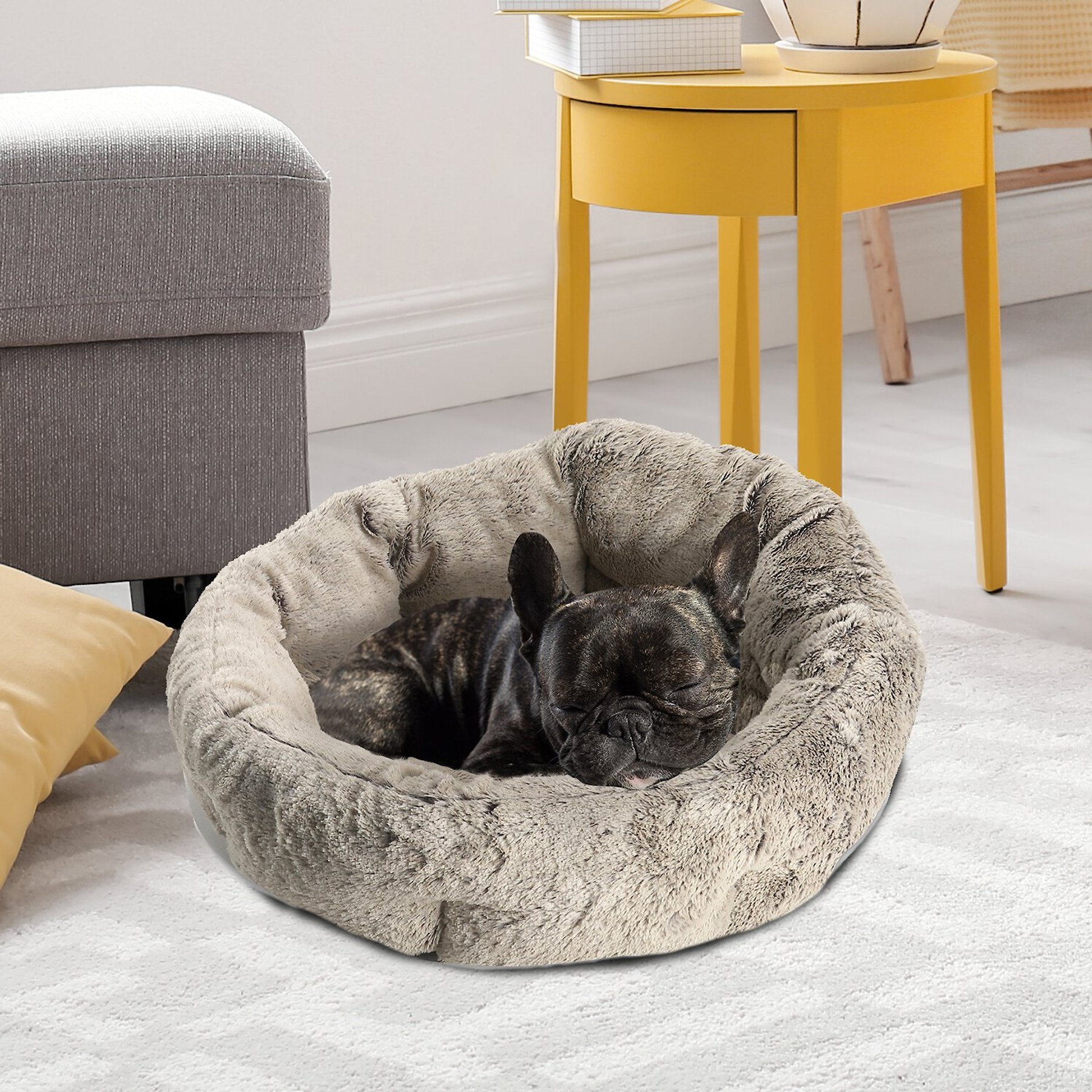 Sleepy Pet Quilted Slumber Bolster Cat & Dog Bed, Cream