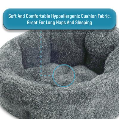 Show full view: Sleepy Pet Quilted Slumber Bolster Cat & Dog Bed, Gray slide 7 of 10