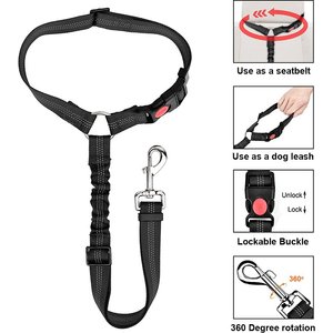 SlowTon Adjustable Dog Car Headrest Restraint with Seat Belt, 2 count