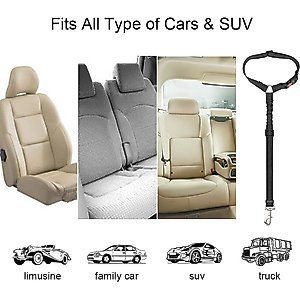 SlowTon Adjustable Dog Car Headrest Restraint with Seat Belt, 2 count