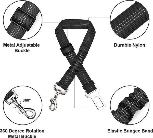 Show full view: SlowTon Adjustable Dog Car Seat Belt, 2 count, Black slide 4 of 9