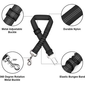 SlowTon Adjustable Dog Car Seat Belt, 2 count, Black