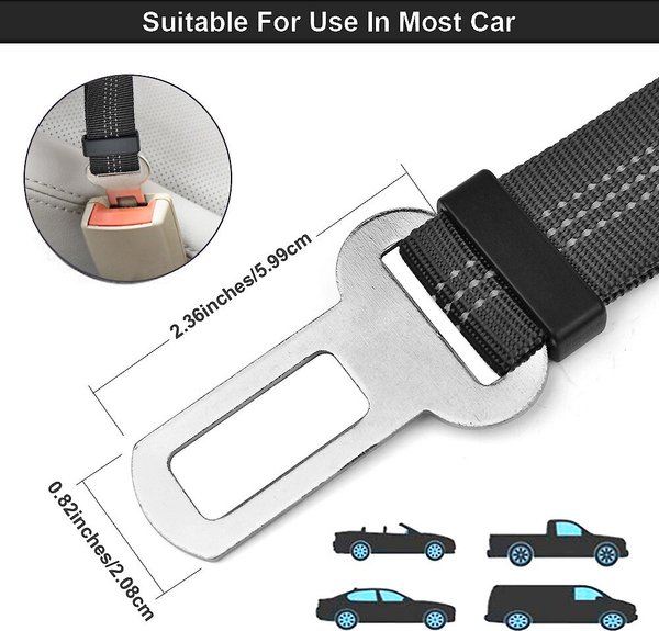 Show full view: SlowTon Adjustable Dog Car Seat Belt, 2 count, Black slide 5 of 9