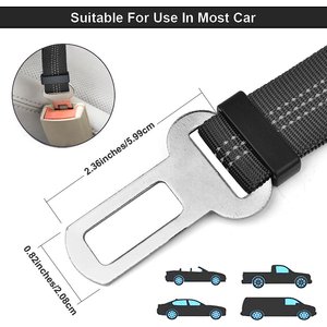 SlowTon Adjustable Dog Car Seat Belt, 2 count, Black
