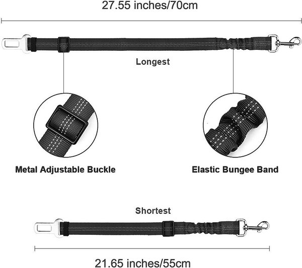 Show full view: SlowTon Adjustable Dog Car Seat Belt, 2 count, Black slide 6 of 9