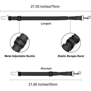 SlowTon Adjustable Dog Car Seat Belt, 2 count, Black