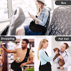 SlowTon Adjustable Hard Bottom Support Cat & Dog Sling, Black slide 2 of 7