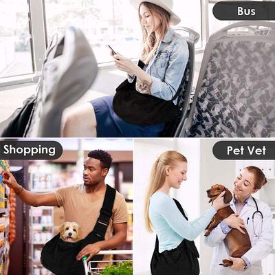 Show full view: SlowTon Adjustable Hard Bottom Support Cat & Dog Sling, Black slide 2 of 9