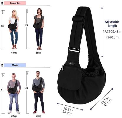 Show full view: SlowTon Adjustable Hard Bottom Support Cat & Dog Sling, Black slide 7 of 9