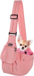 SlowTon Adjustable Hard Bottom Support Cat & Dog Sling, Pink