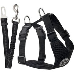 SlowTon Car Safety Dog Harness with Seat Belt, Black, Medium: 21.5 to 27-in chest