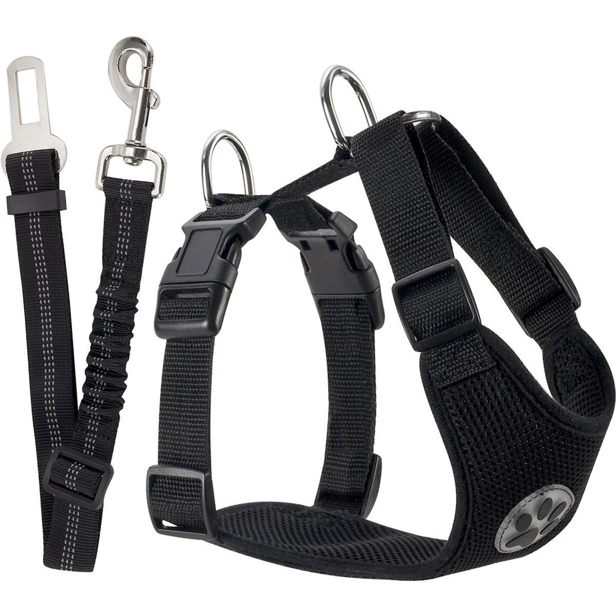 SlowTon Car Safety Dog Harness with Seat Belt, Black, Small: 18.5 to 21-in chest