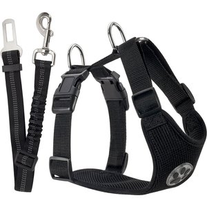 SlowTon Car Safety Dog Harness with Seat Belt, Black, Small: 18.5 to 21-in chest