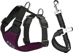 SlowTon Car Safety Dog Harness with Seat Belt, Burgundy, Medium: 21.5 to 27-in chest