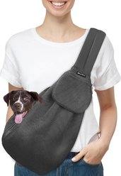 SlowTon Hands-Free Padded & Adjustable Sling Dog & Cat Carrier, Dark Grey