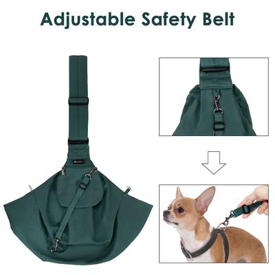 Show full view: SlowTon Hands-Free Padded & Adjustable Sling Dog & Cat Carrier, Green slide 3 of 8