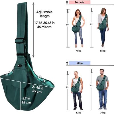 Show full view: SlowTon Hands-Free Padded & Adjustable Sling Dog & Cat Carrier, Green slide 7 of 8