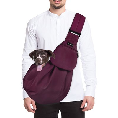 SlowTon SlowTon Hands-Free Padded & Adjustable Sling Dog & Cat Carrier, Wine Red
