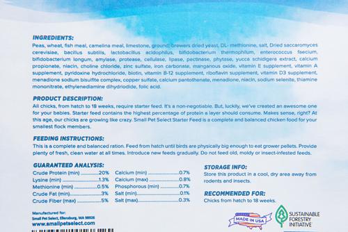 Show full view: Small Pet Select Corn-Free Soy-Free Non-GMO Chicken Starter Feed Poultry Food, 20-lb box slide 6 of 9