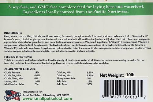 Show full view: Small Pet Select Corn, Soy & GMO Free 18% Protein Chicken Layer Feed, 10-lb box slide 2 of 4