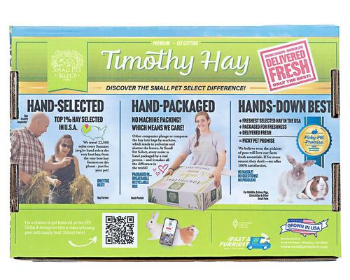 Show full view: Small Pet Select First Cut Timothy Hay Small Animal Food, 2-lb box slide 3 of 10