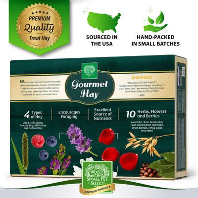 Show full view: Small Pet Select Gourmet Hay Exclusive Treat Hay, Flowers & Herb Blend Rabbit & Guinea Pig Food, 2-lb box slide 4 of 7