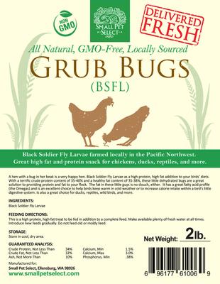 Show full view: Small Pet Select Grub Bugs Black Soldier Fly Larvae Poultry Feed, 2-lb box slide 3 of 4