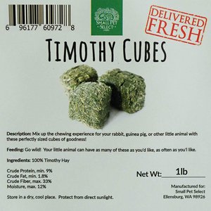 Small Pet Select Straight Timothy Hay Cubes Small Pet Food, 1-lb bag