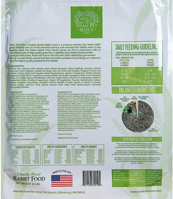 Show full view: Small Pet Select Timothy Based Pellets Rabbit Food, 10-lb box slide 2 of 6