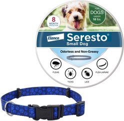 Small Seresto Flea & Tick Collar for Dogs + SecureAway Flea Collar Protector, Blue Paws, Medium slide 1 of 9
