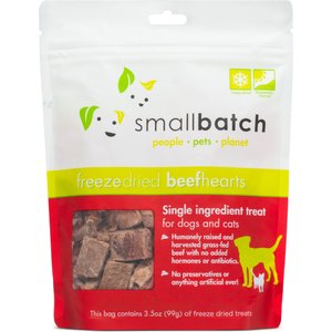 Smallbatch Pets Beef Hearts Grain-Free Adult Freeze-Dried Dog & Cat Treats, 3.5-oz bag