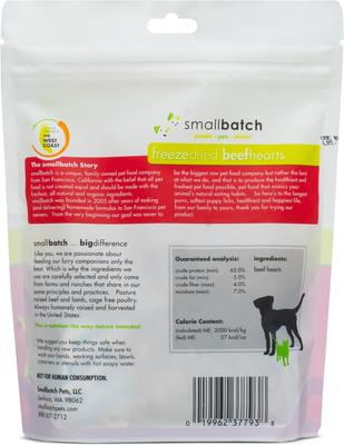 Show full view: Smallbatch Pets Beef Hearts Grain-Free Adult Freeze-Dried Dog & Cat Treats, 3.5-oz bag slide 3 of 8