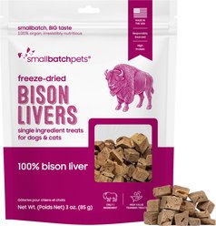 Smallbatch Pets Bison Livers Single Ingredient Freeze-Dried Dog & Cat Treats, 3-oz bag