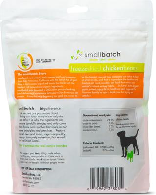Show full view: Smallbatch Pets Chicken Hearts Grain-Free Adult Freeze-Dried Dog & Cat Treats, 3.5-oz bag slide 3 of 8