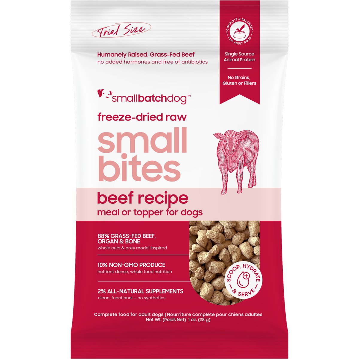 Smallbatch Pets Freeze-Dried Beef Small Bites Dog Food, 1-oz bag