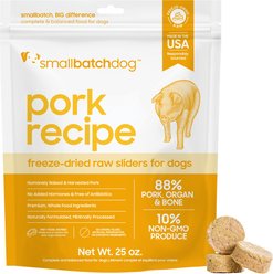 Smallbatch Pets Grain-Free Natural High-Protein Raw Sliders Pork Freeze-Dried Dog Food, 25-oz bag