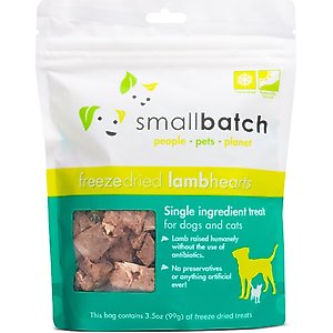 Smallbatch Pets Lamb Hearts Grain-Free Adult Freeze-Dried Dog & Cat Treats, 3.5-oz bag
